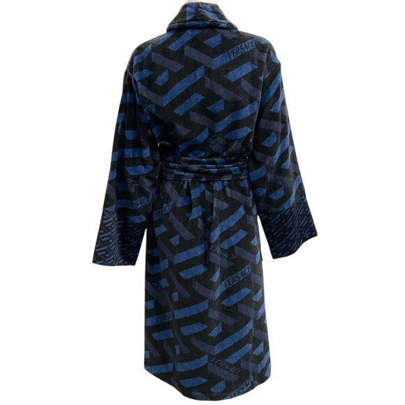 Versace Blue / Black Logo Bathrobe - Picture 3 of 4